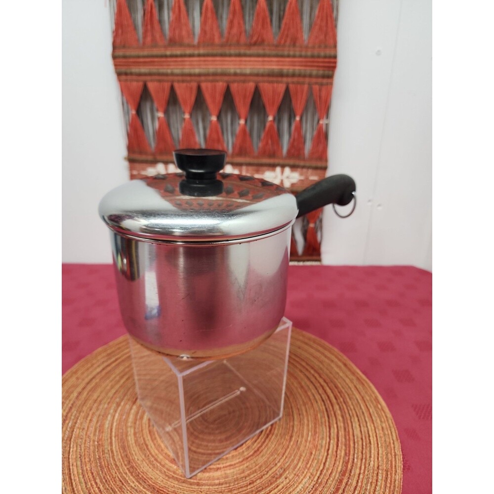 Vintage Revere Ware 1801 Copper Bottom Saucepan W Lid 2 Quart Made In The USA